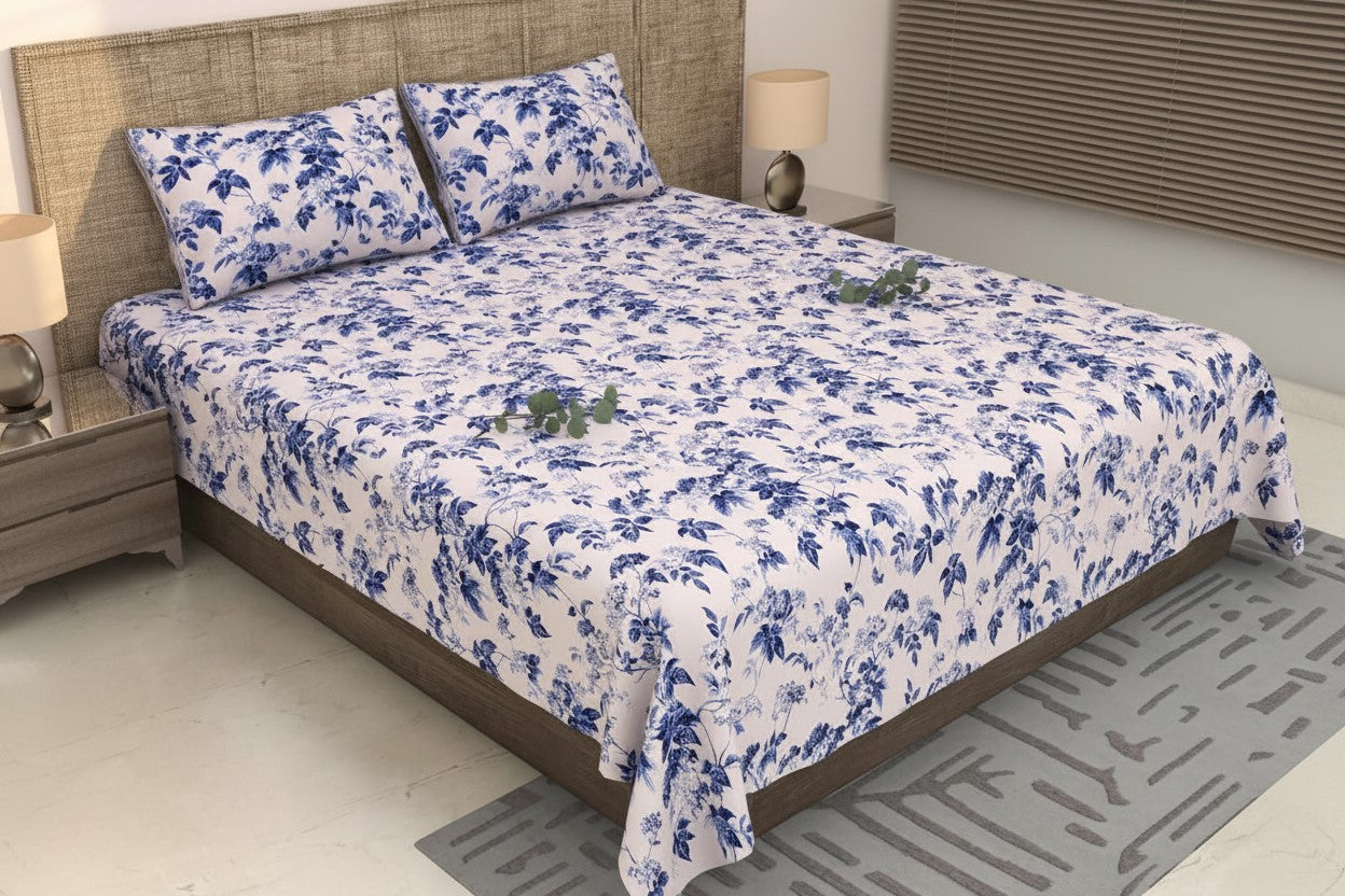Blue Floral King Bedsheet Set – 240 TC | KBS | MVB Yugvigyana