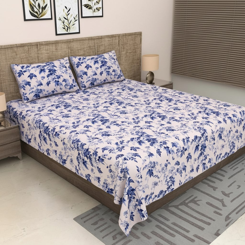 Blue Floral King Bedsheet Set – 240 TC | KBS | MVB Yugvigyana