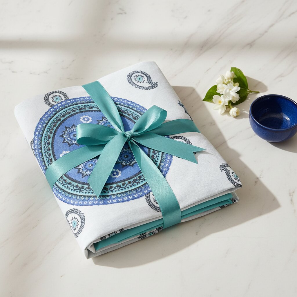 Pure Cotton Blue Mandala Circle Double Bedsheet 💙✨