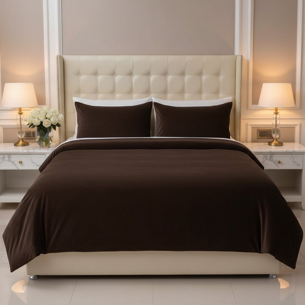 MVB Classic Coffee Brown Super Soft Velvet Double Bedsheet (100x100 Inch) | 150 GSM | With 2 Pillow Covers