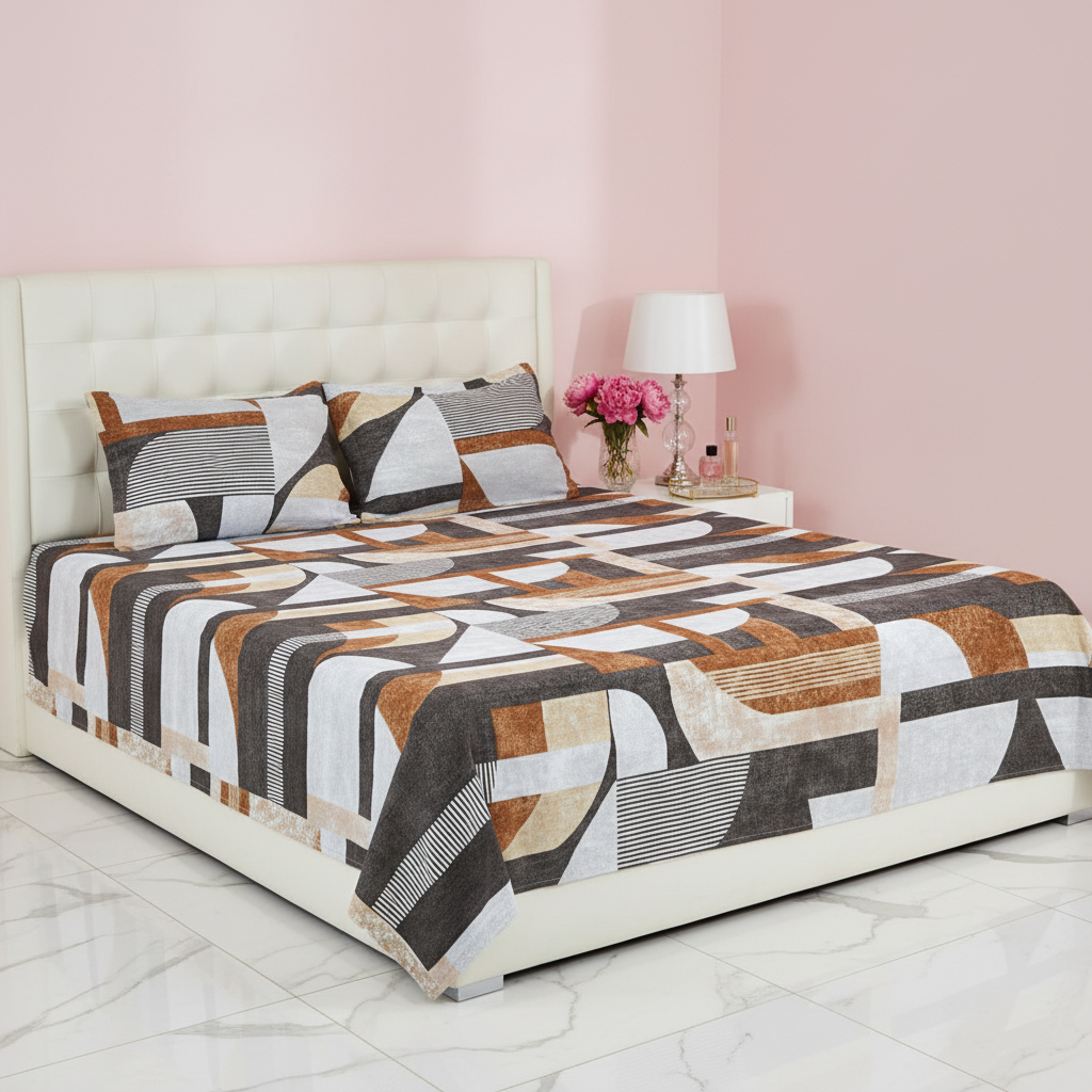 Geometric Bedsheet - Blush Pink