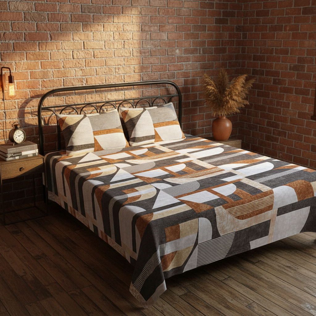 Geometric Bedsheet - Rustic Brick