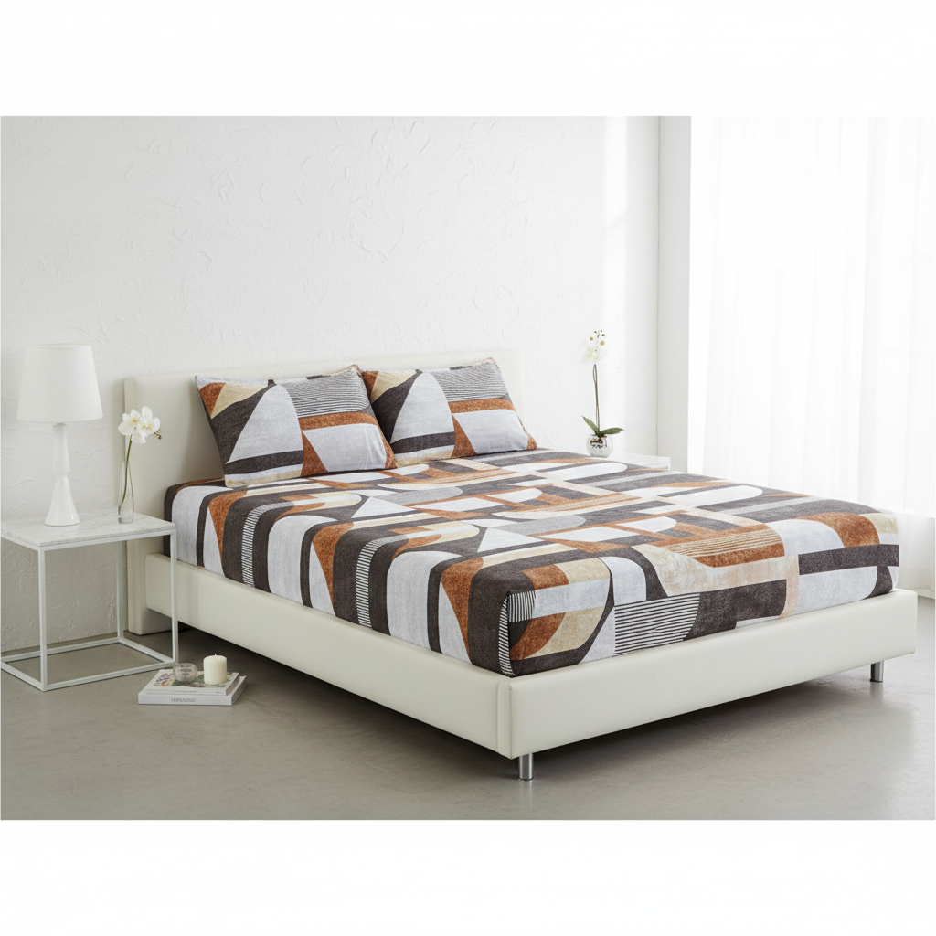 Geometric Bedsheet - Scandi White
