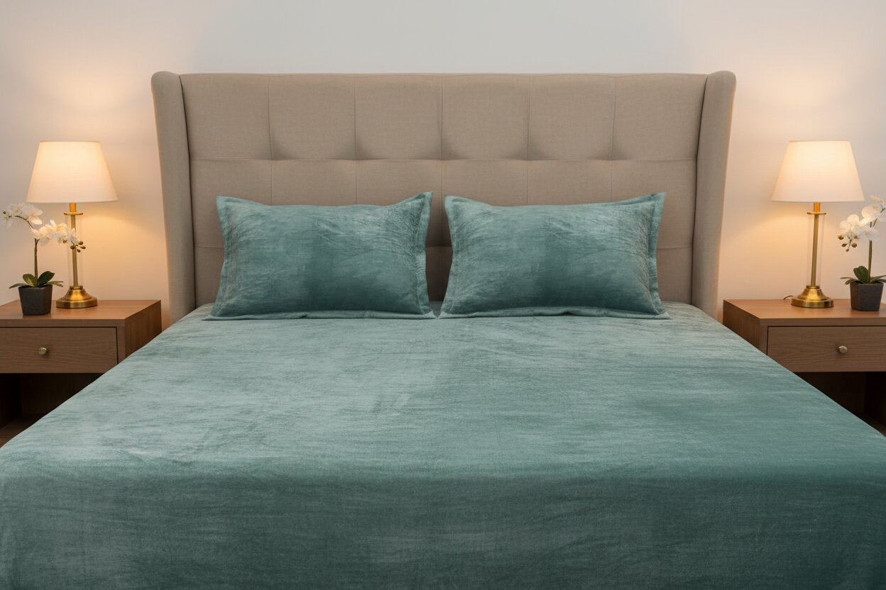 MVB Premium Velvet Comfort Double Bedsheet (100x100 Inch) | 150 GSM | With 2 Pillow Covers