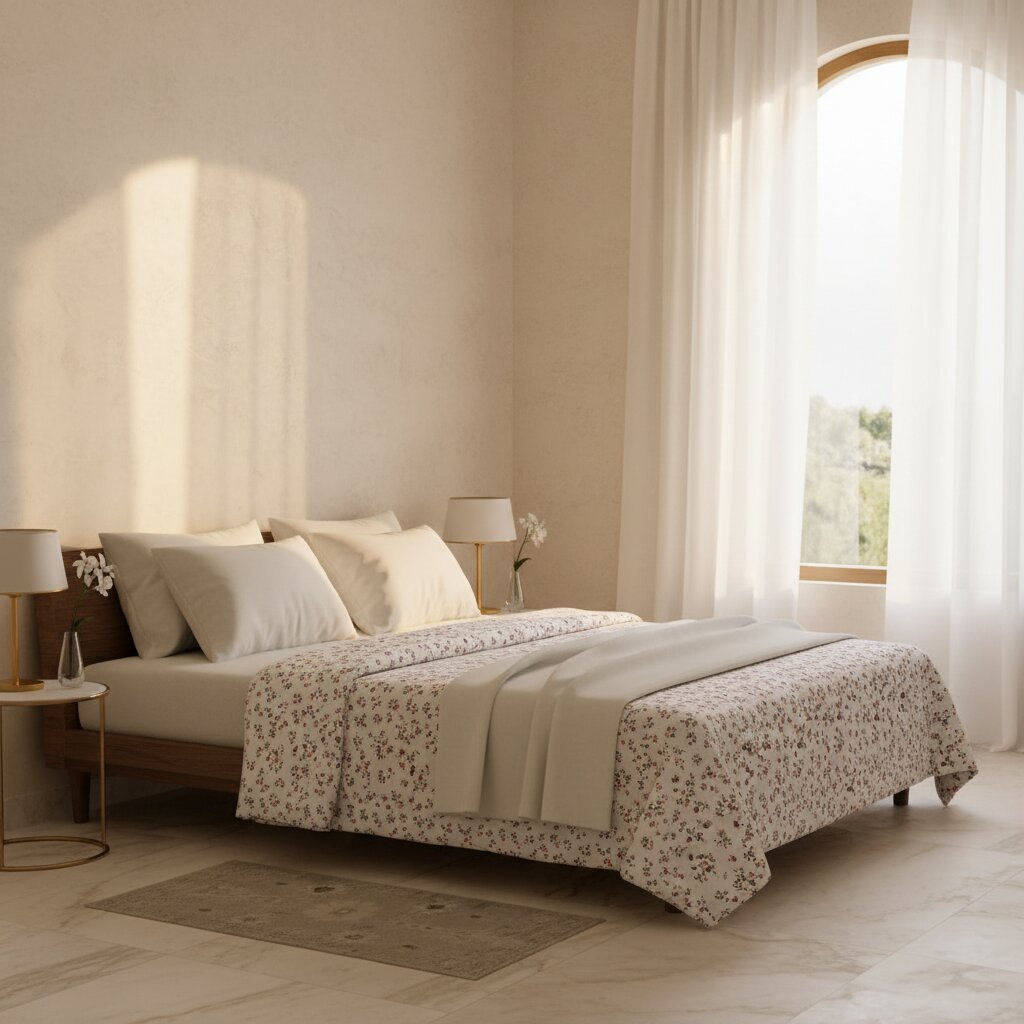 Nocturnal Vernal Petals Double Bedsheet | Premium Floral Cotton Bedsheet with 2 Pillow Covers