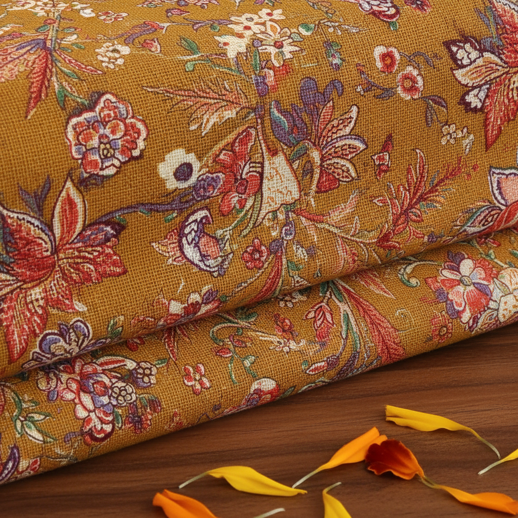 Golden Mustard Bedsheet Close Up