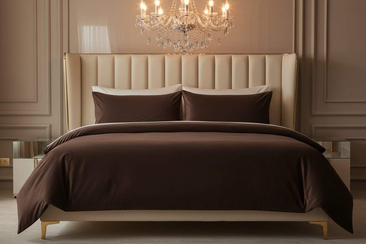 MVB Classic Coffee Brown Super Soft Velvet Double Bedsheet (100x100 Inch) | 150 GSM | With 2 Pillow Covers
