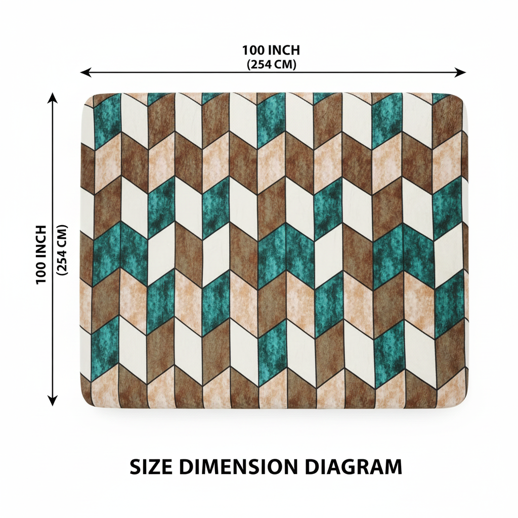 MVB Cube Illusion Velvet Bedsheet - Size Diagram Generated