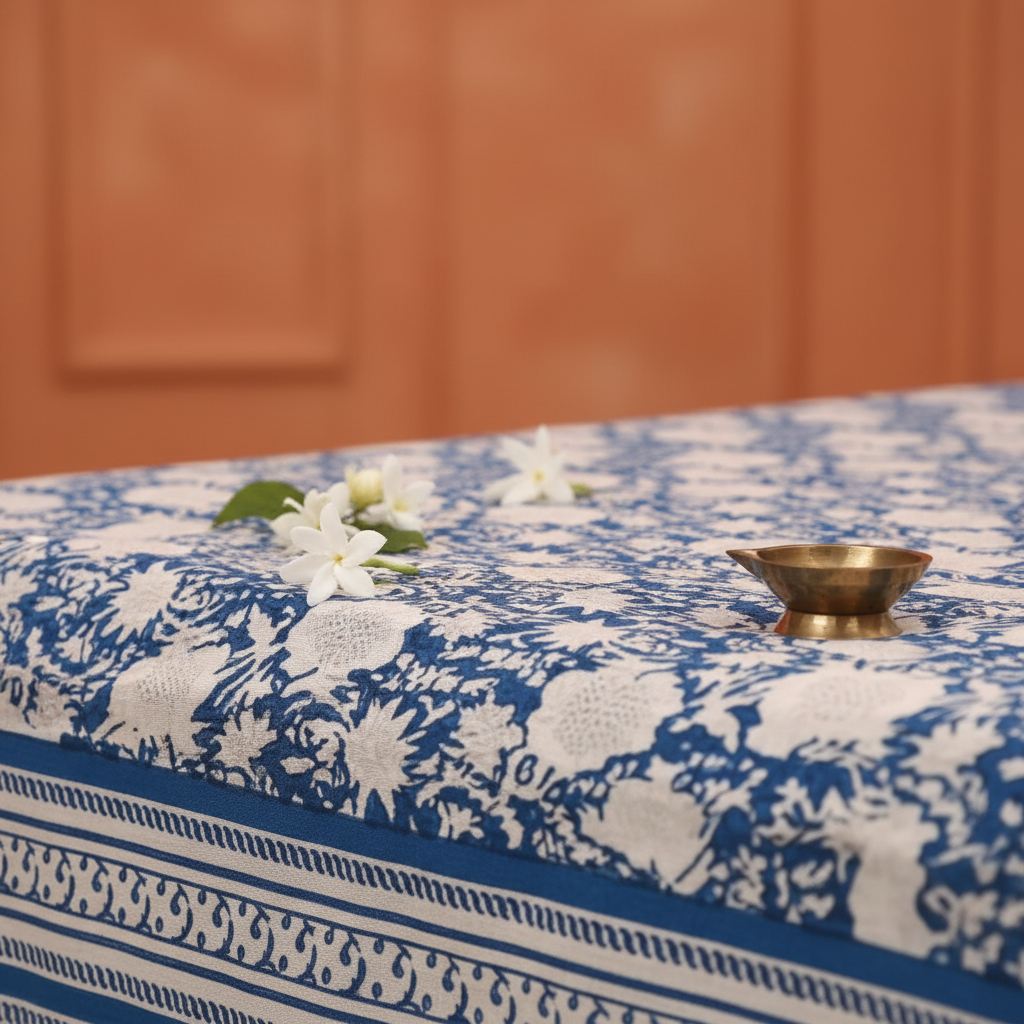 Royal Blue Bedsheet - Close-Up Fabric Texture