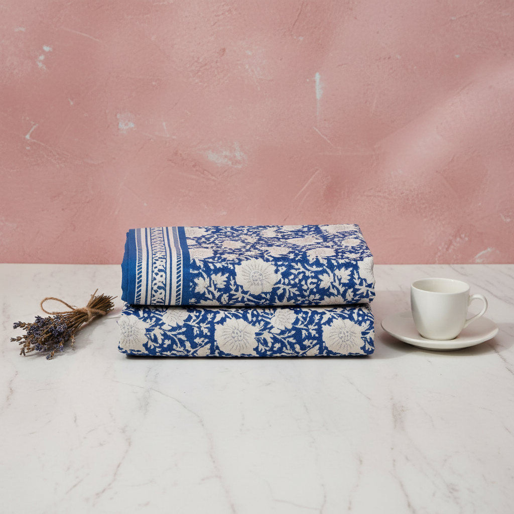 Royal Blue Bedsheet - Folded Product Shot