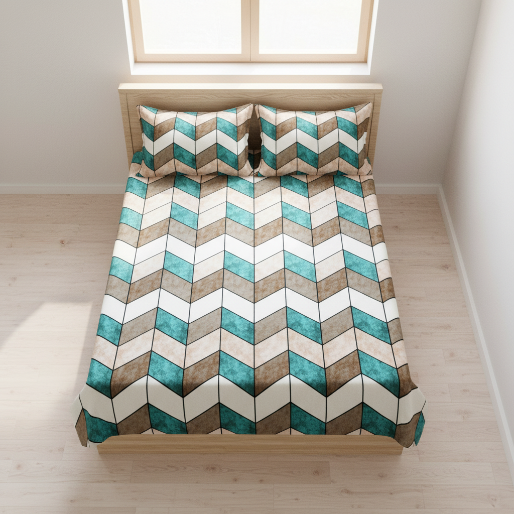 MVB Cube Illusion Velvet Bedsheet - Top Bird Eye View