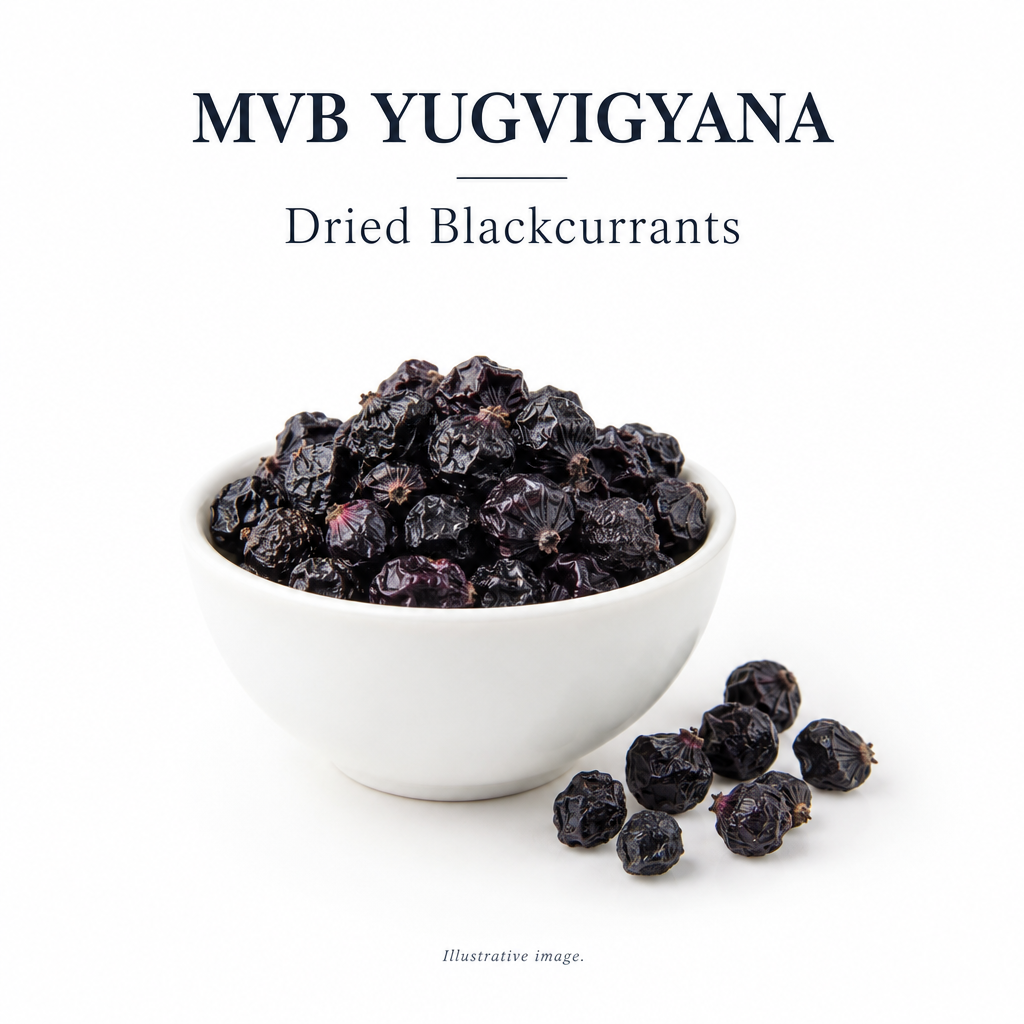 AI-generated illustrative catalogue image of dried blackcurrant berries, not actual merchant stock.