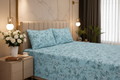 Cyan Ivy Trellis Double Bedsheet in cream ivory luxury bedroom