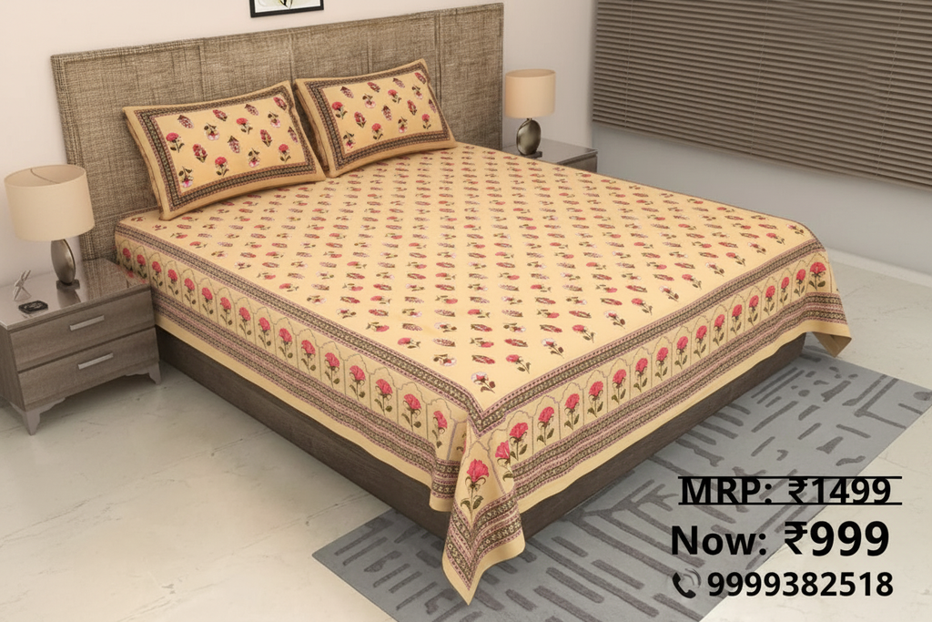 Creamy Peach Bedsheet - Full Lifestyle