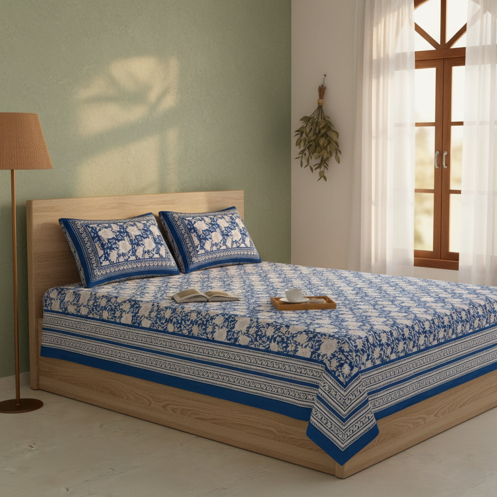 Royal Blue Bedsheet - Side Luxury Angle