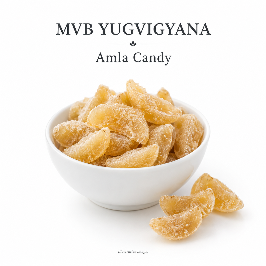 AI-generated illustrative concept of candied amla wedges, not actual merchant stock.