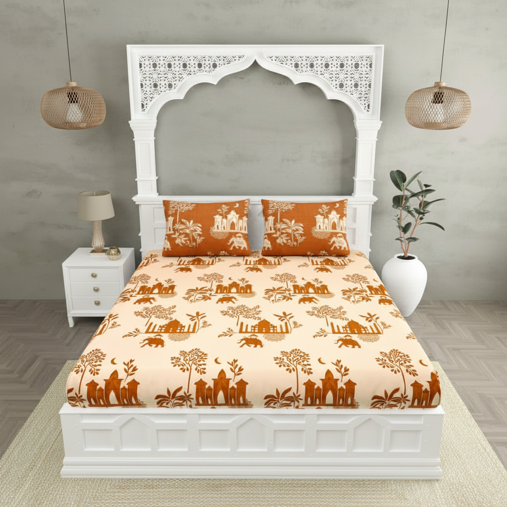 Royal Heritage Bedsheet on White Bed