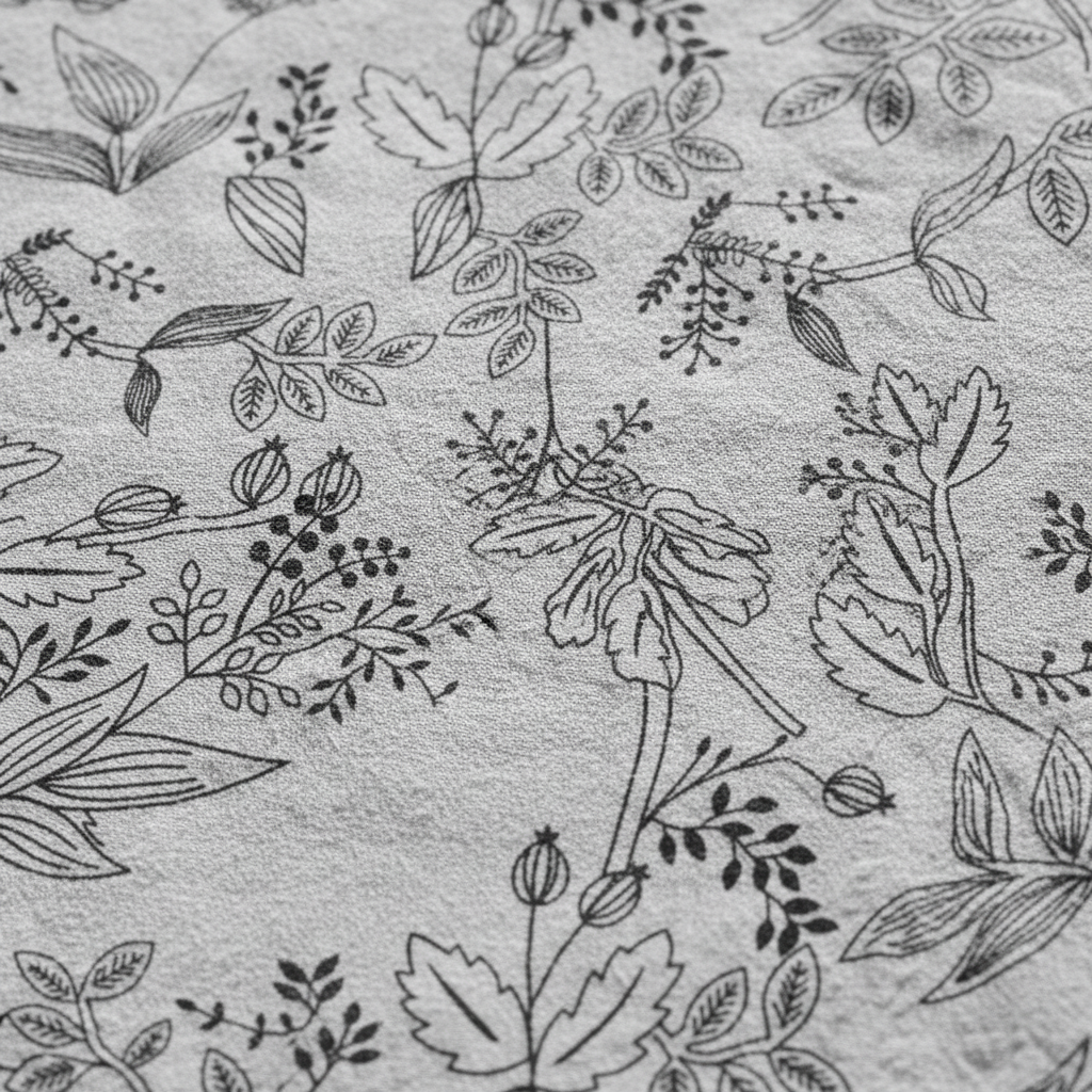 Ink Twilight Flora Double Bedsheet close up fabric detail