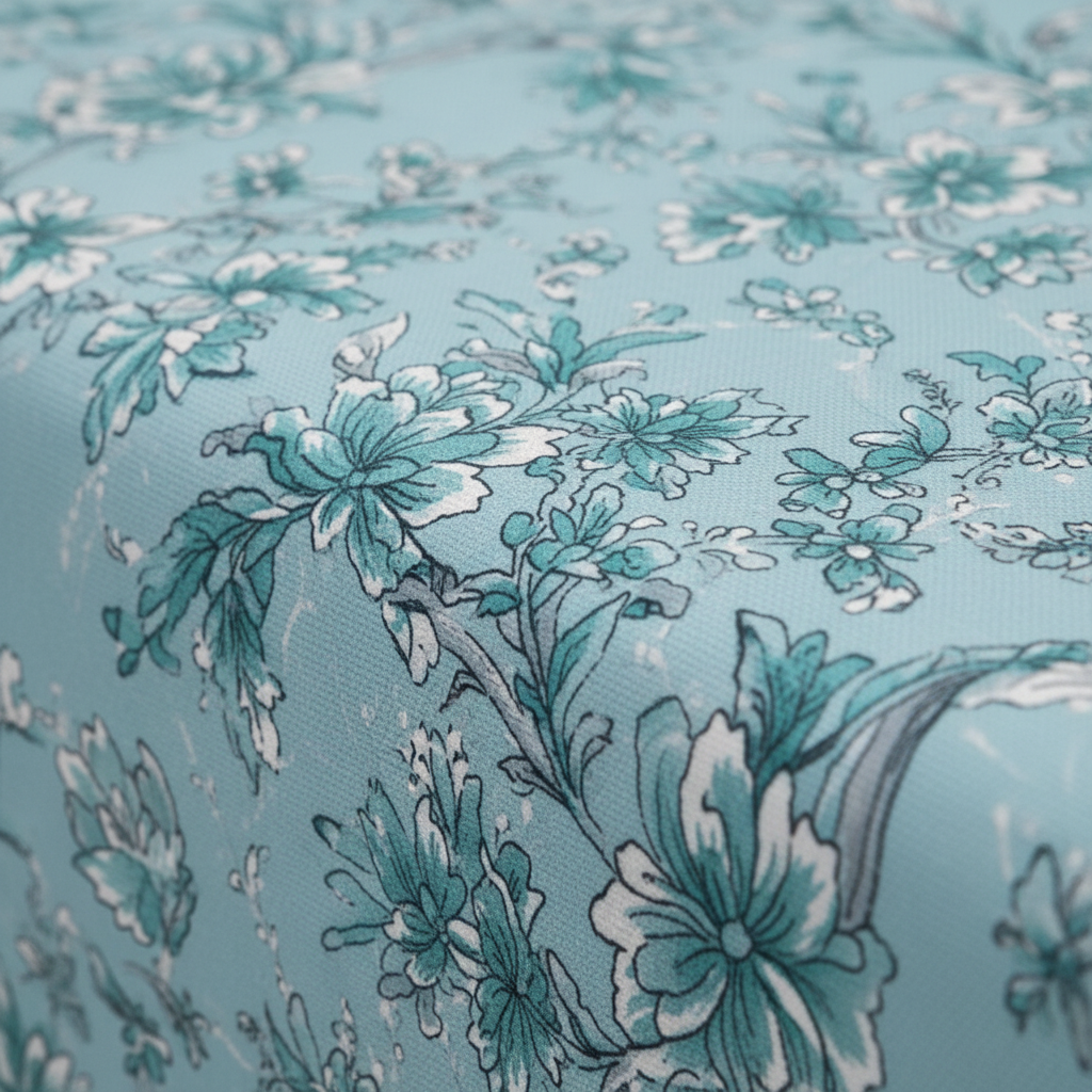 Cyan Ivy Trellis Double Bedsheet close up fabric detail