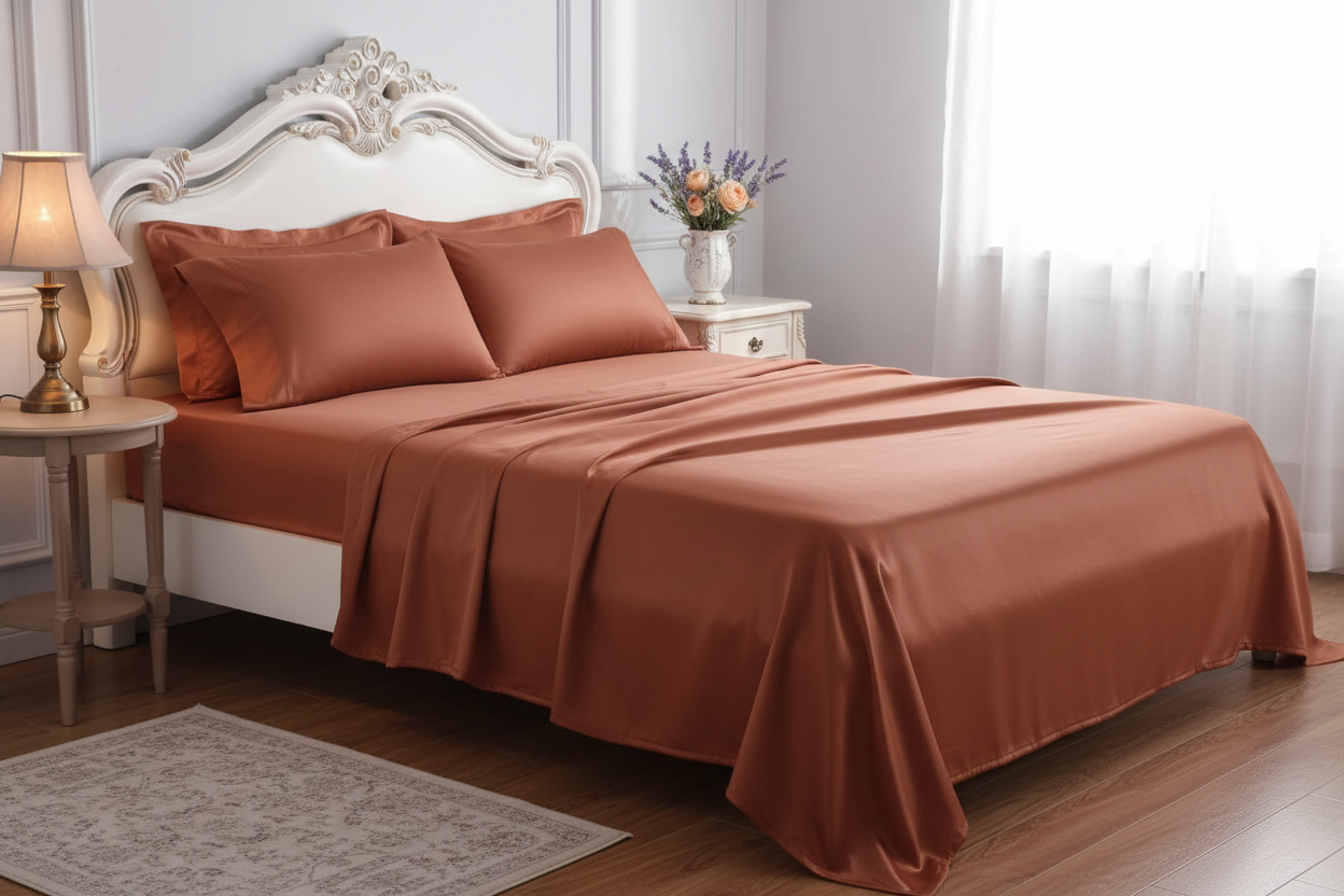 Rust Terracotta Bedsheet - French Provincial Bedroom