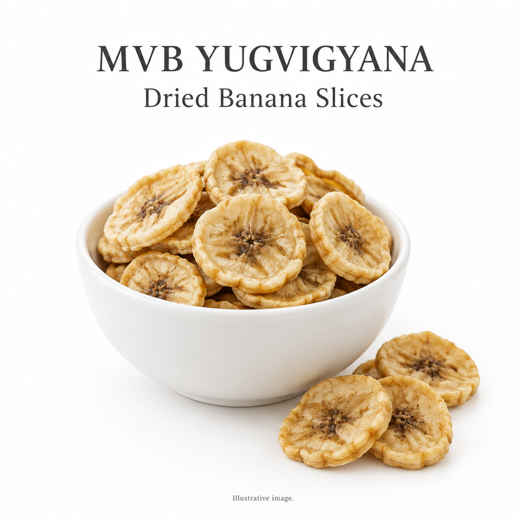 AI-generated illustrative concept image of dehydrated banana slices, not actual merchant stock.