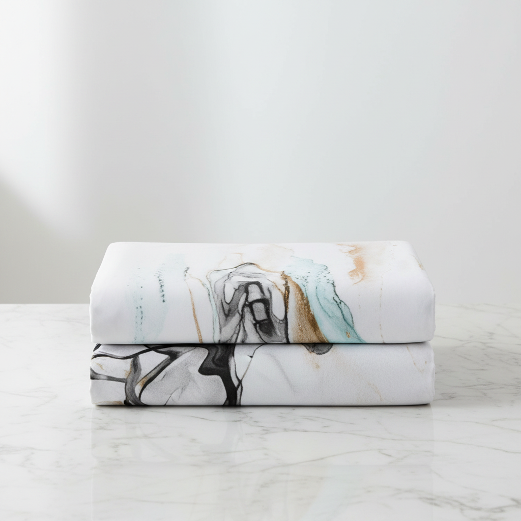 Jet Stone Current Double Bedsheet neatly folded product shot