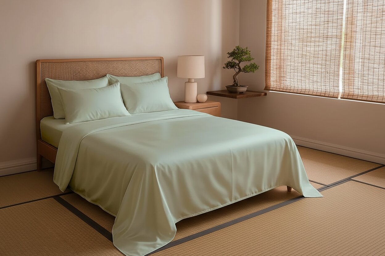 Sage Green Dreamy UltraSatin Double Flat Bedsheet Set – Silky Smooth Luxury