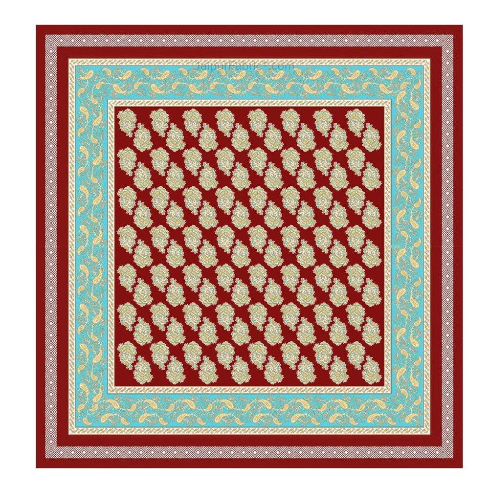 MVB Ethnic Glow Red Cotton King Size Bed Sheet Set | 280 TC | 100% Pure Cotton | 3 Pcs