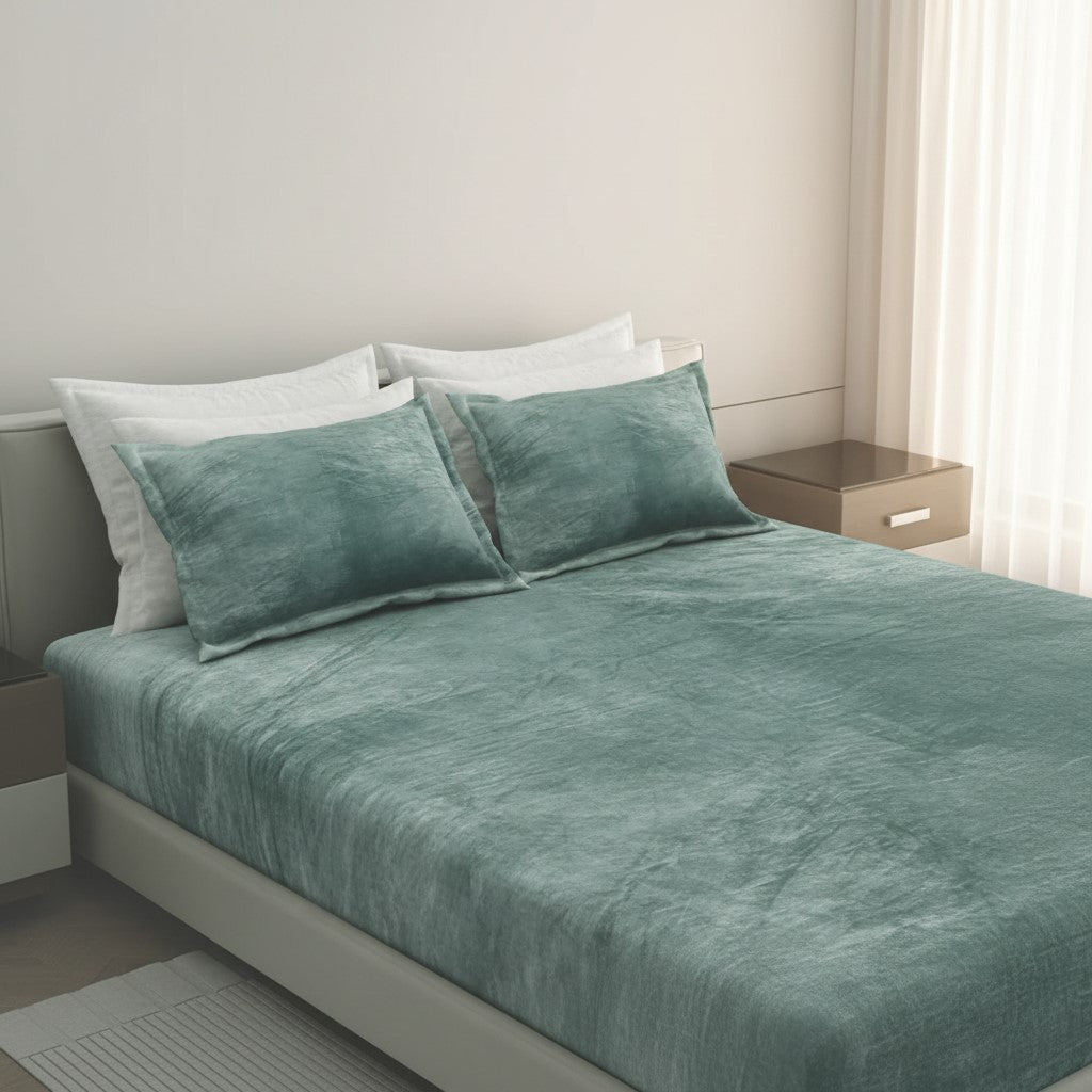 MVB Premium Velvet Comfort Double Bedsheet (100x100 Inch) | 150 GSM | With 2 Pillow Covers