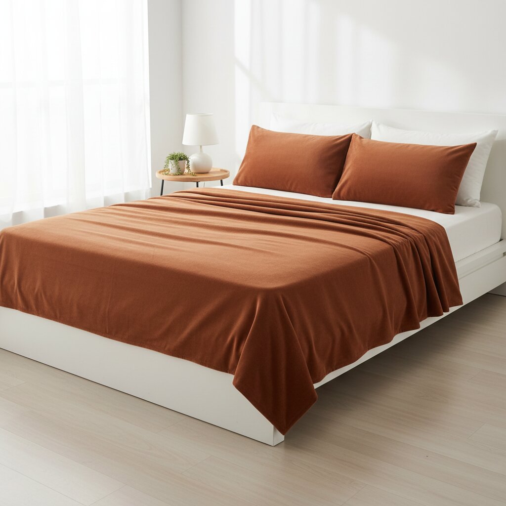 MVB Premium Velvet Comfort Double Bedsheet – Rust Copper Brown | MVBBSW003