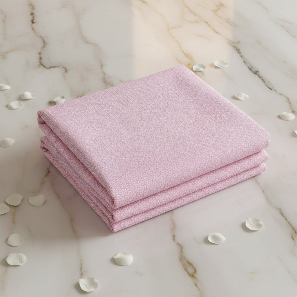 Rose Structured Web Double Bedsheet | Premium Pink Geometric Cotton Bedsheet with 2 Pillow Covers