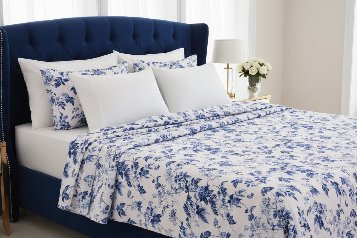 Blue Floral King Bedsheet Set – 240 TC | KBS | MVB Yugvigyana