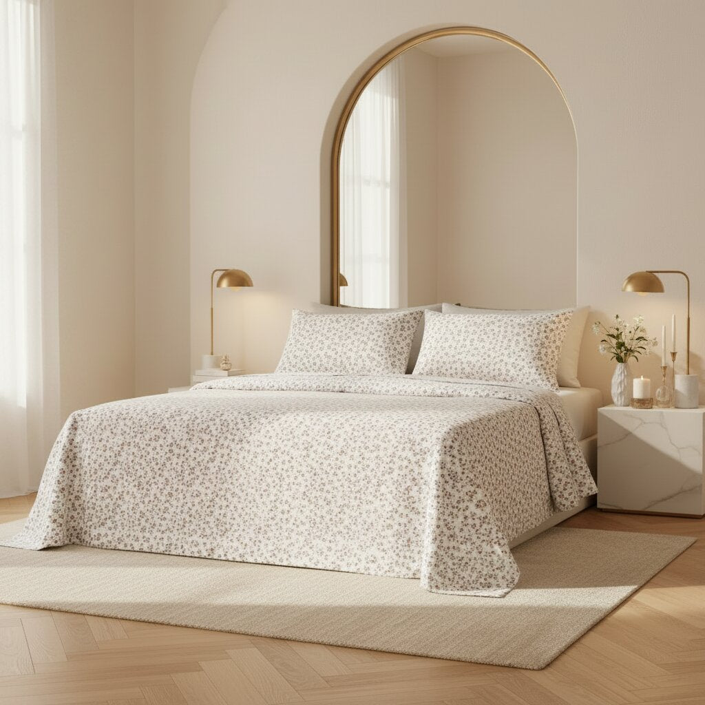 Nocturnal Vernal Petals Double Bedsheet | Premium Floral Cotton Bedsheet with 2 Pillow Covers