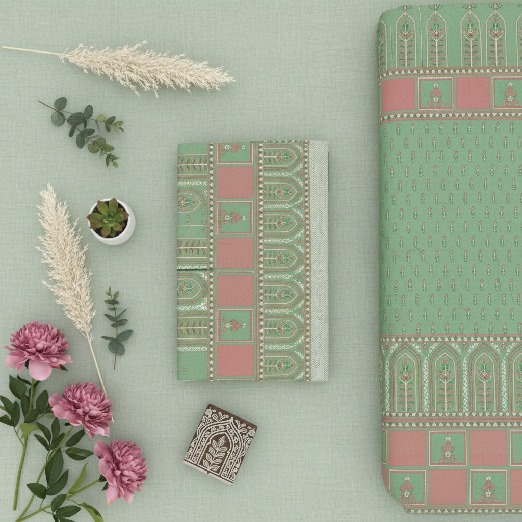 Mint Green Mughal Bedsheet Flat Lay