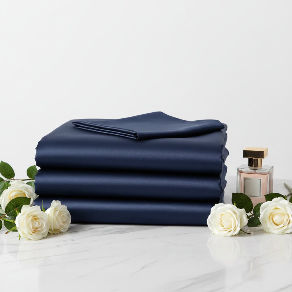 Navy Blue Dreamy UltraSatin Double Flat Bedsheet Set – Silky Smooth Luxury