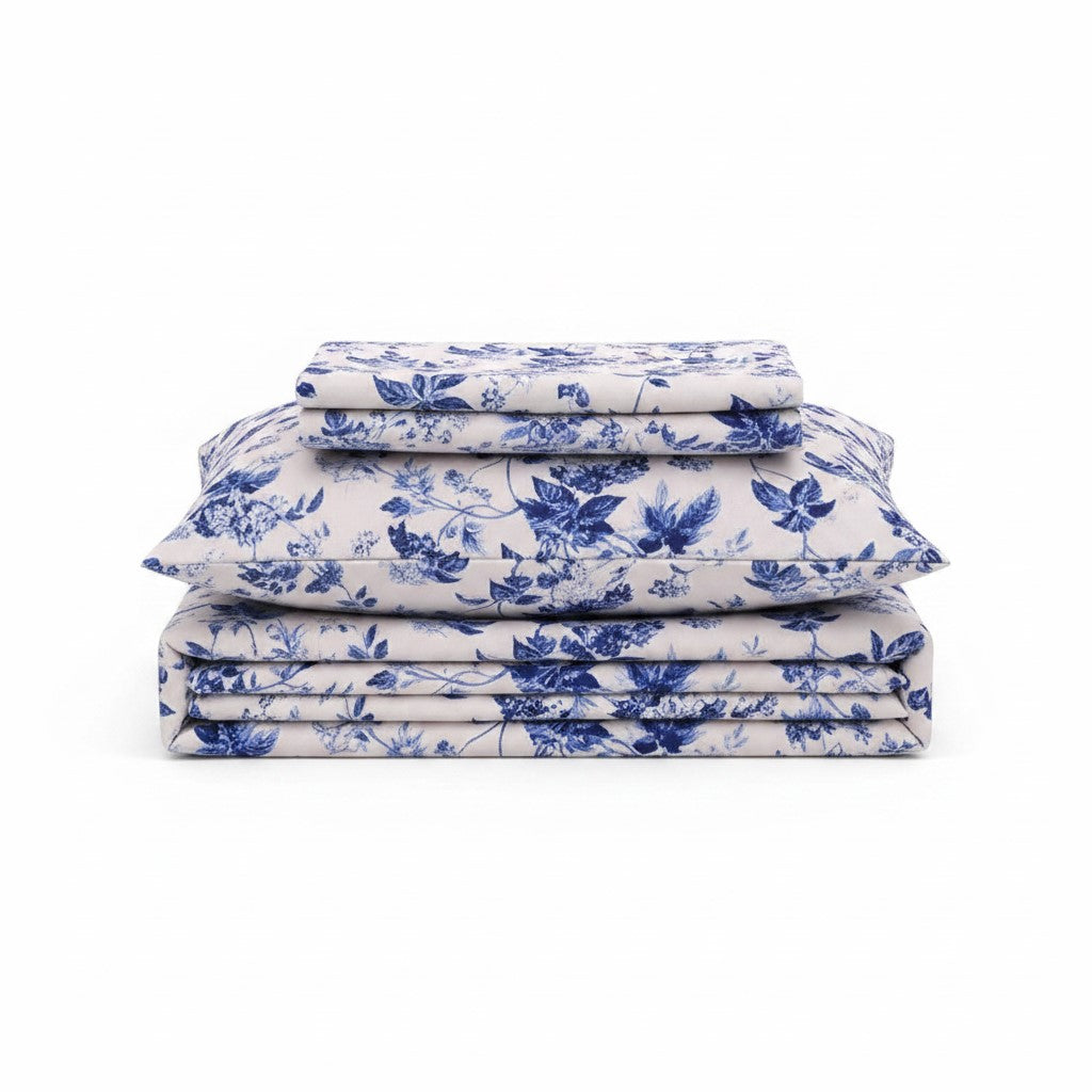 Blue Floral King Bedsheet Set – 240 TC | KBS | MVB Yugvigyana