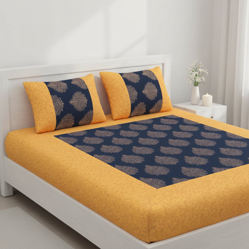 Patola Bedsheet - White Bed