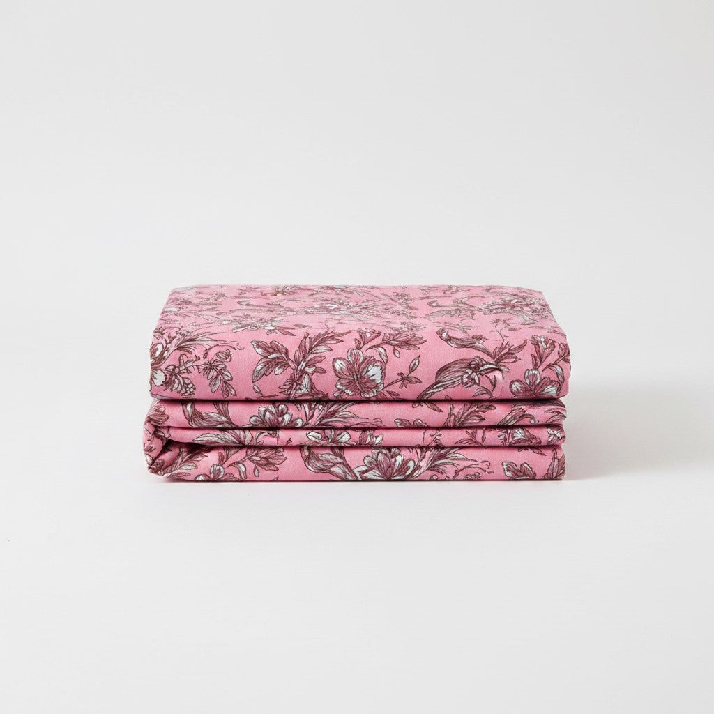 MVB Mahogany Bloom Double Bedsheet Set | 160 TC Poly Cotton | 2 Pillow Covers