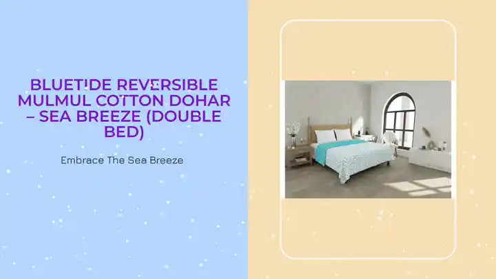 BlueTide Reversible Mulmul Cotton Dohar &ndash; Sea Breeze (Double Bed) by@Outfy