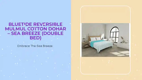 BlueTide Reversible Mulmul Cotton Dohar &ndash; Sea Breeze (Double Bed) by@Outfy