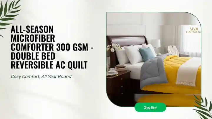 Premium 300 GSM all-season comforter - reversible double bed microfiber quilt
