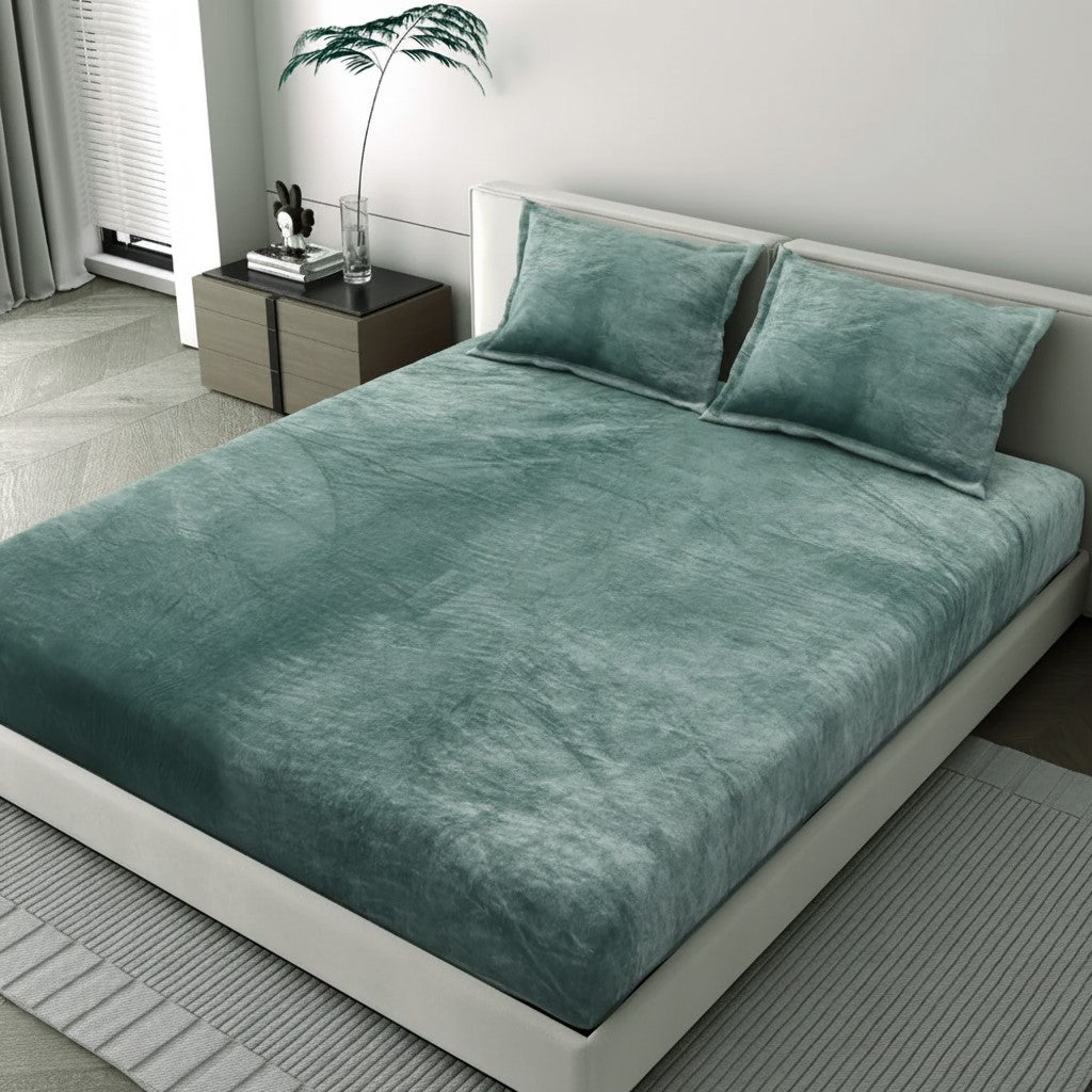 MVB Premium Velvet Comfort Double Bedsheet (100x100 Inch) | 150 GSM | With 2 Pillow Covers