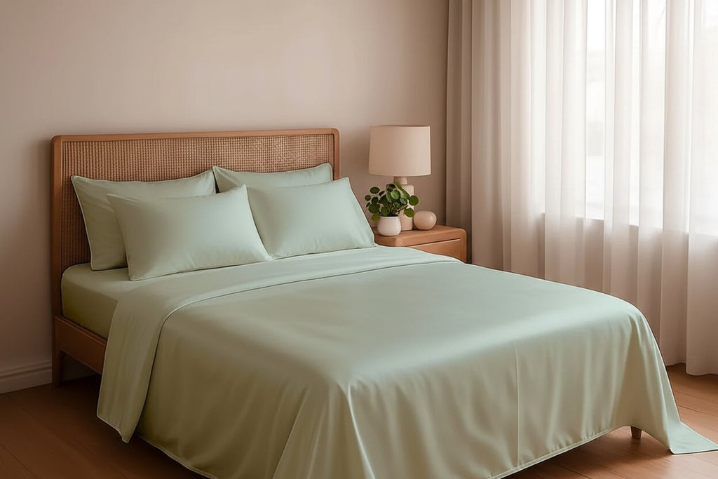 Sage Green Dreamy UltraSatin Double Flat Bedsheet Set – Silky Smooth Luxury