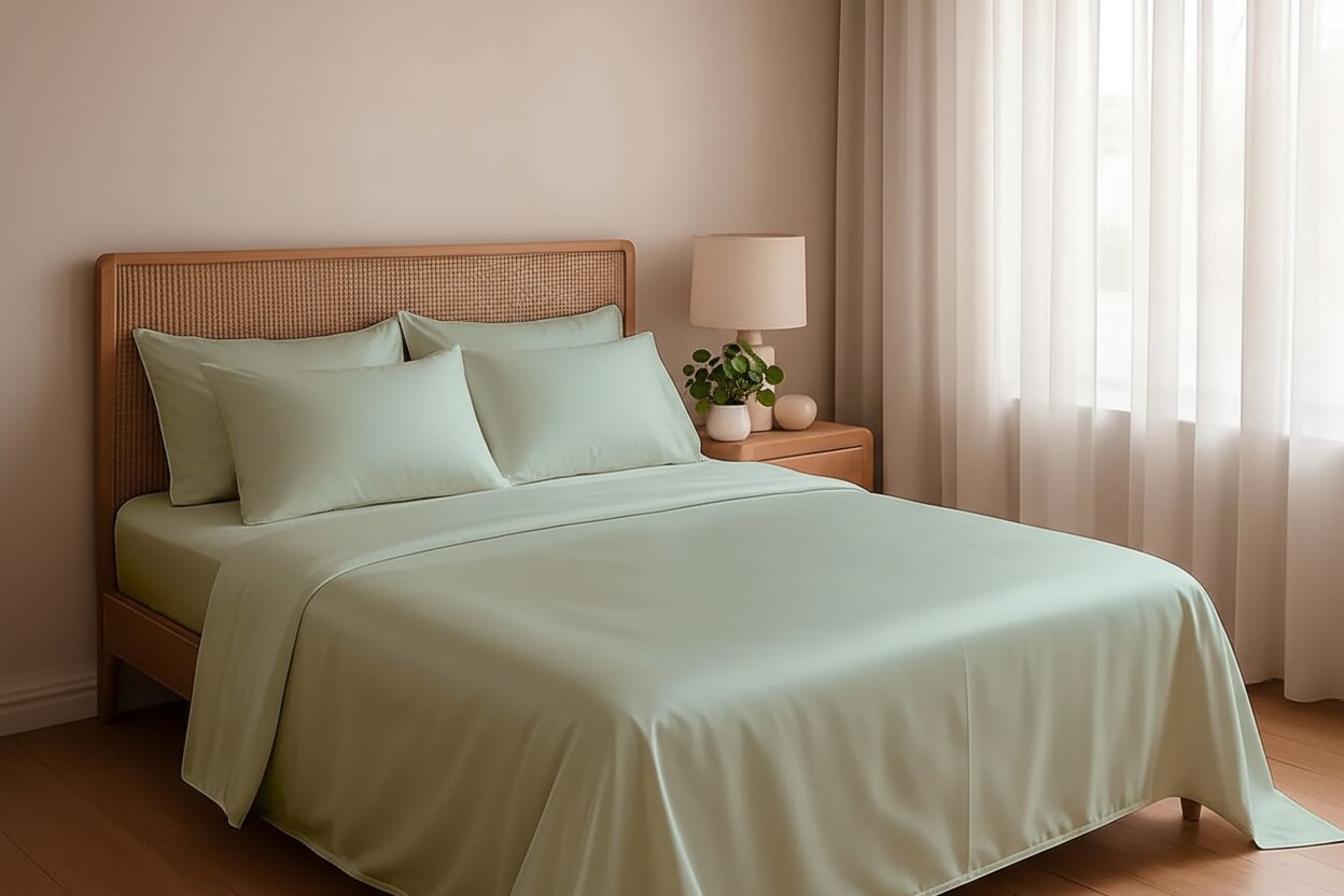 Sage Green Dreamy UltraSatin Double Flat Bedsheet Set – Silky Smooth Luxury