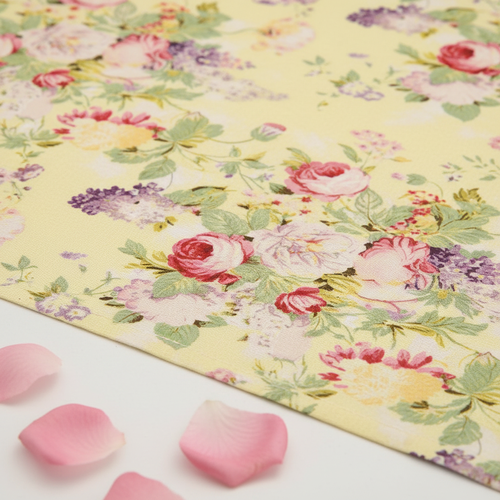 Soft Yellow Floral Bedsheet Close Up