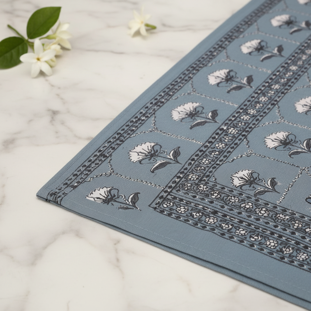 Steel Blue Bedsheet Close Up Fabric