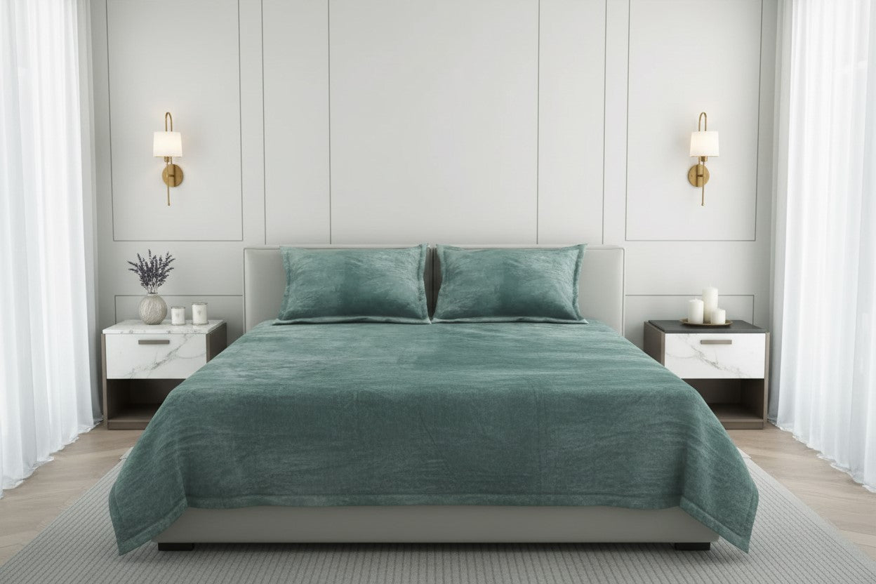 MVB Premium Velvet Comfort Double Bedsheet (100x100 Inch) | 150 GSM | With 2 Pillow Covers