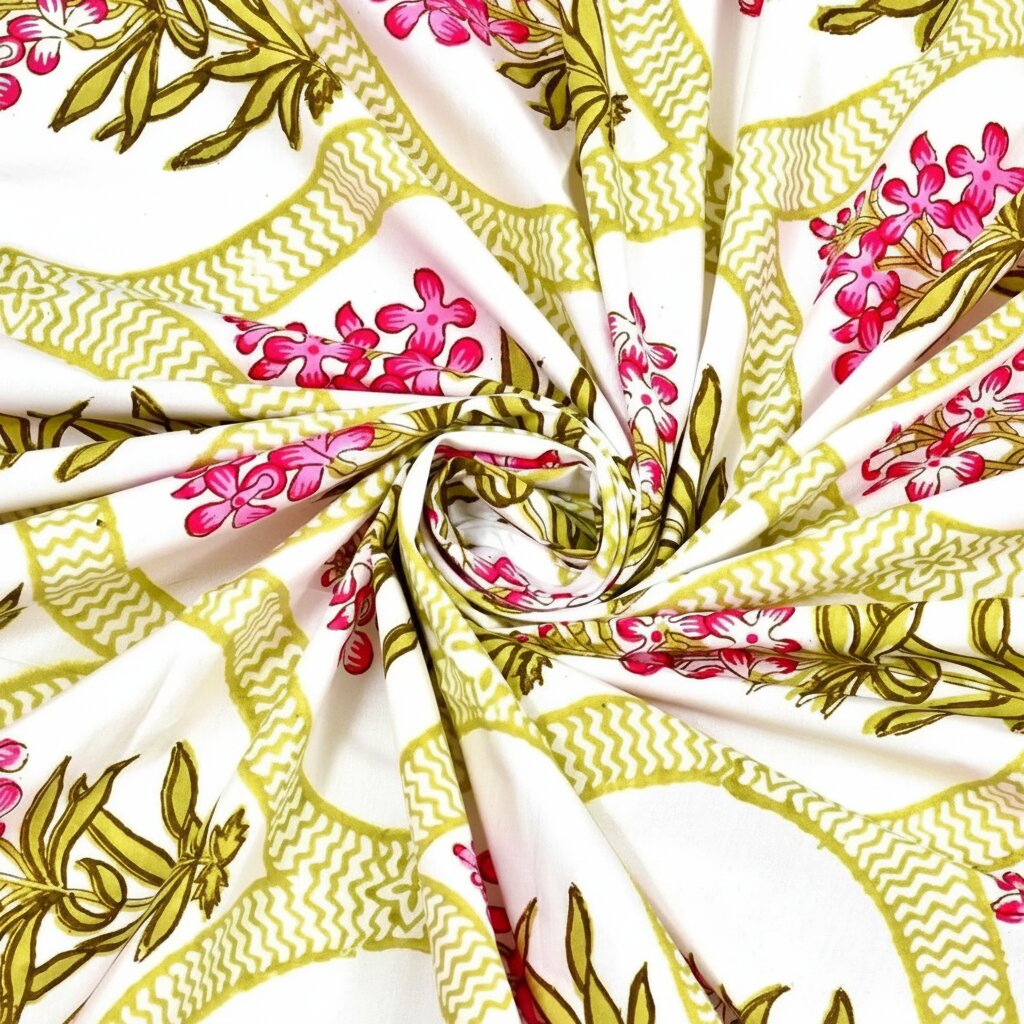 MVB Premium Pink Floral Ogee Print 400 TC Pure Cotton King Size Bedsheet